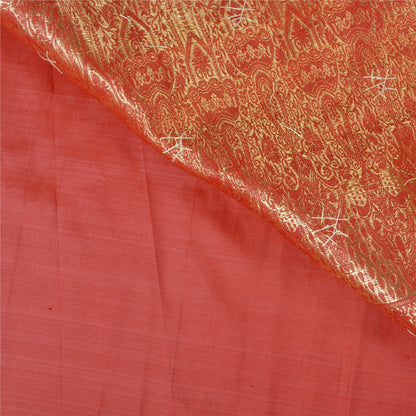 Sanskriti Vintage Pink Heavy Sarees Pure Silk Hand Beaded Brocade Sari Sustainable Fabric