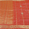 Sanskriti Vintage Pink Heavy Sarees Pure Silk Hand Beaded Brocade Sari Sustainable Fabric