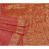 Sanskriti Vintage Pink Heavy Sarees Pure Silk Hand Beaded Brocade Sari Sustainable Fabric