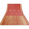 Sanskriti Vintage Pink Heavy Sarees Pure Silk Hand Beaded Brocade Sari Sustainable Fabric