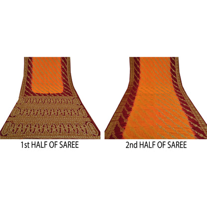 Sanskriti Vintage Heavy Sarees Blend Georgette Hand Beaded Woven Sari Sustainable Fabric