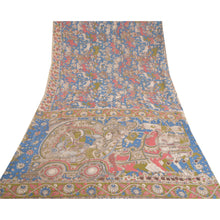 Load image into Gallery viewer, Sanskriti Vintage Blue Heavy Sarees Pure Cotton Kalamkari Animal Sari Fabric
