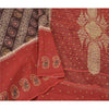 Sanskriti Vintage Dark Red Heavy Sarees Pure Cotton Hand Beaded Sari Sustainable Fabric