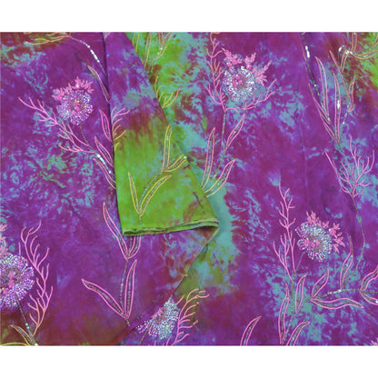 Sanskriti Vintage Heavy Sarees Pure Georgette Silk Handmade Tie-Dye Sari Sustainable Fabric