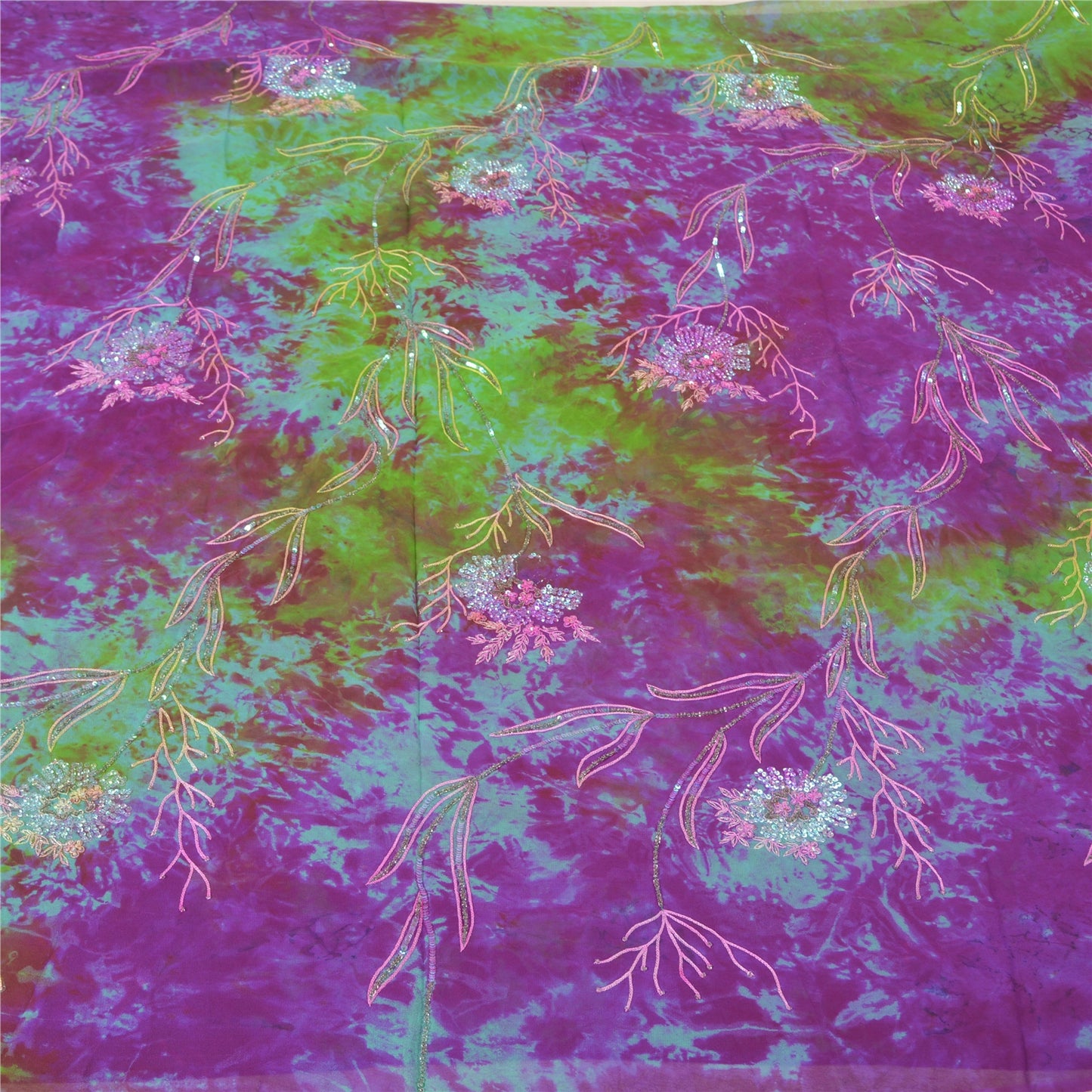 Sanskriti Vintage Heavy Sarees Pure Georgette Silk Handmade Tie-Dye Sari Sustainable Fabric