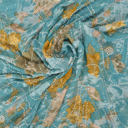 Sanskriti Vintage Heavy Sarees Pure Georgette Silk Beaded Brasso Sari Sustainable Fabric