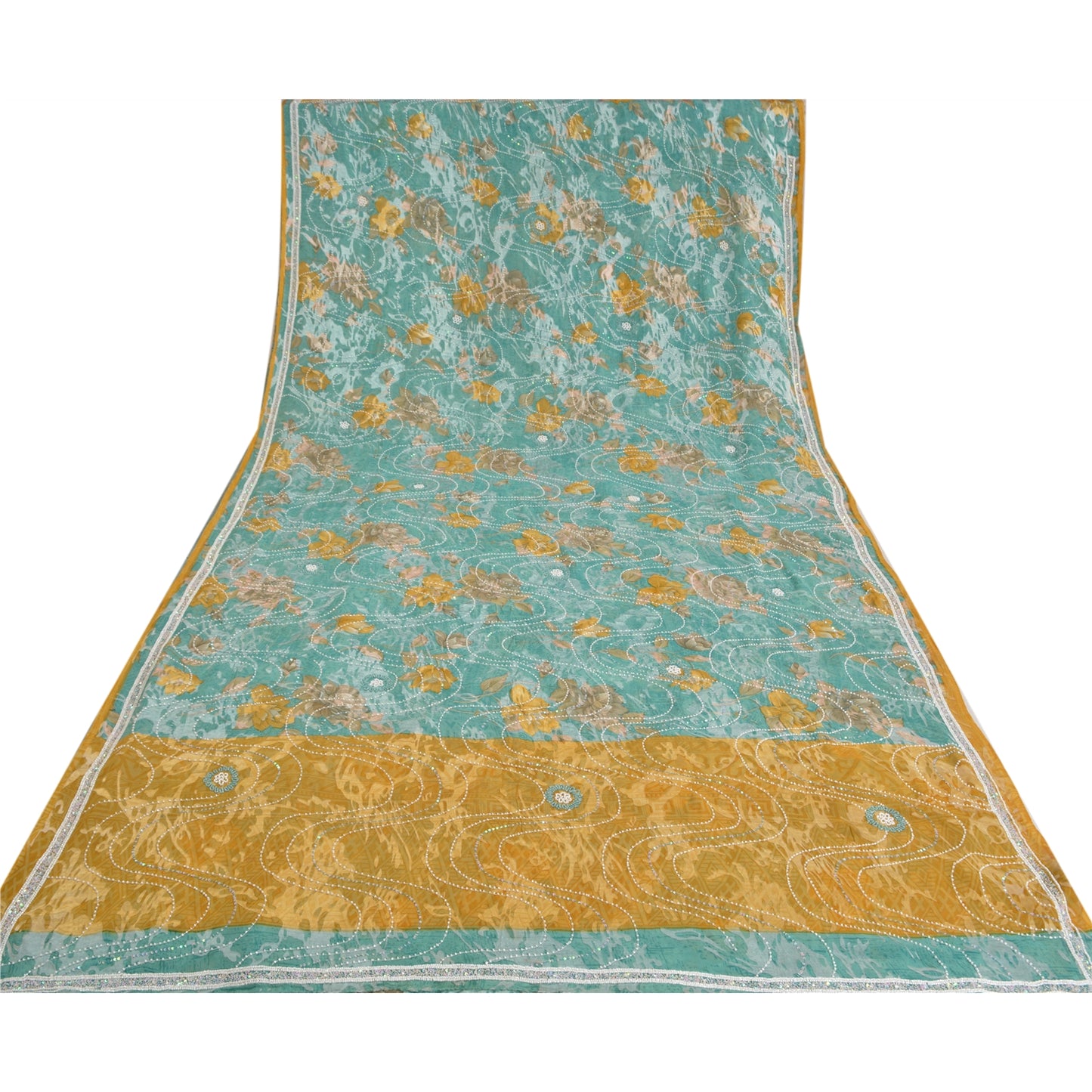 Sanskriti Vintage Heavy Sarees Pure Georgette Silk Beaded Brasso Sari Sustainable Fabric