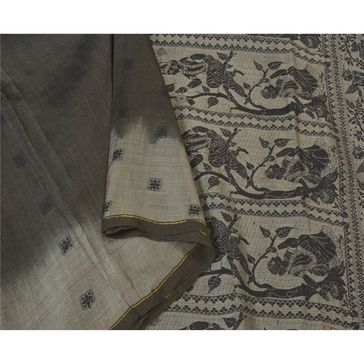 Sanskriti Vintage Heavy Sarees Pure Silk Woven Baluchari Mythology Sari Sustainable Fabric