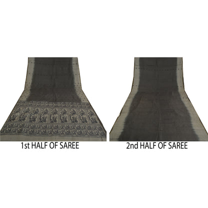 Sanskriti Vintage Heavy Sarees Pure Silk Woven Baluchari Mythology Sari Sustainable Fabric