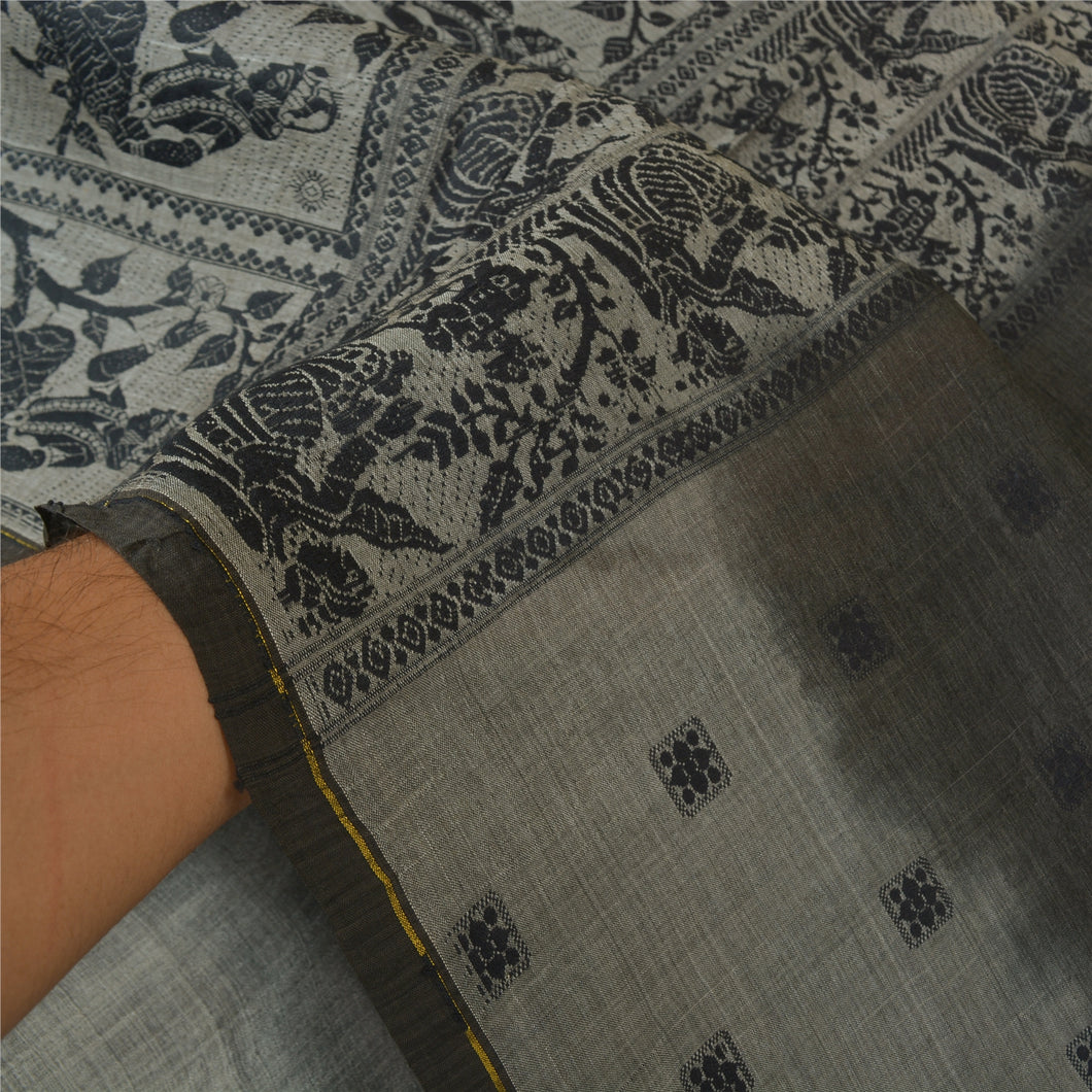 Sanskriti Vintage Heavy Sarees Pure Silk Woven Baluchari Mythology Sari Fabric