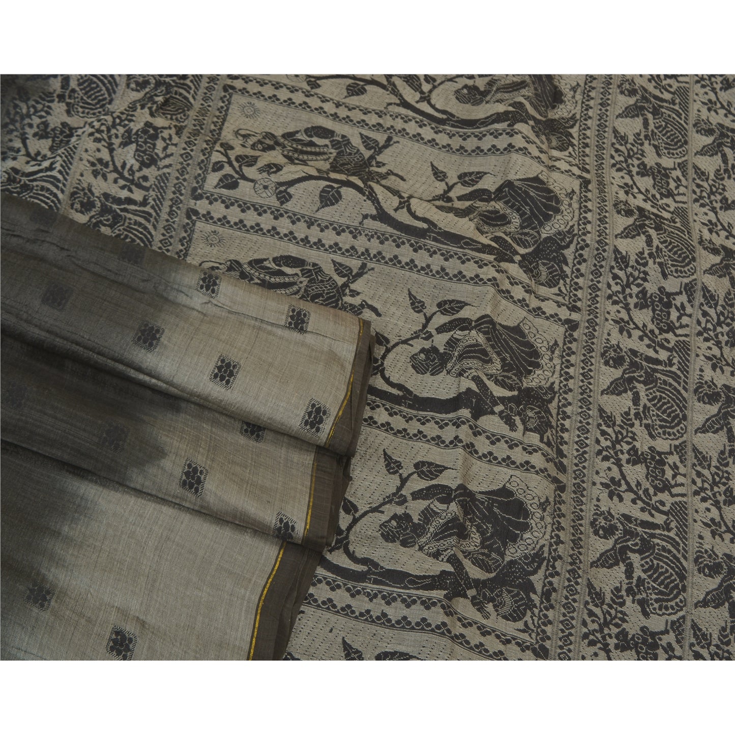 Sanskriti Vintage Heavy Sarees Pure Silk Woven Baluchari Mythology Sari Sustainable Fabric