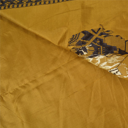 Санскритские винтажные горчичные тяжелые сари из чистого шелка, ручная работа, тант-сари, устойчивая ткань