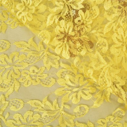 Санскрити Винтаж Желтый Тяжелые Сари Сетка Сетка Ручной Работы Бисером Сплетенная Сари Устойчивая Ткань