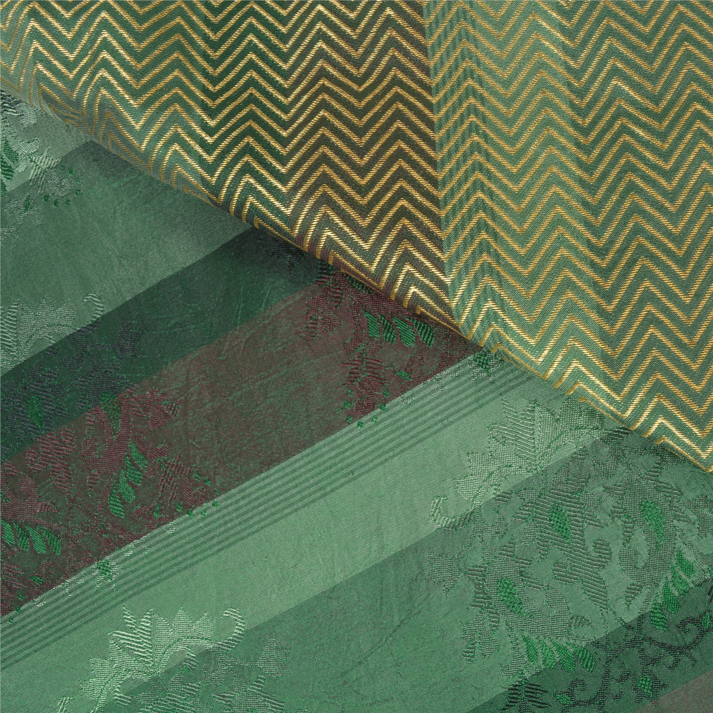 Sanskriti Vintage Green Heavy Indian Sarees Pure Silk Woven Brocade Sari Sustainable Fabric