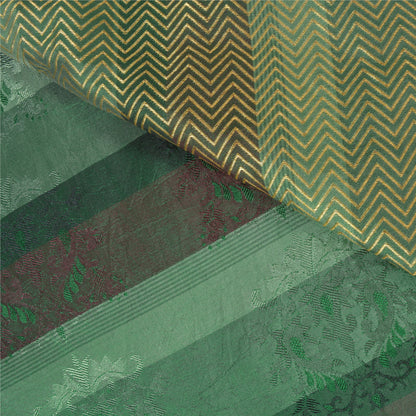 Sanskriti Vintage Green Heavy Indian Sarees Pure Silk Woven Brocade Sari Sustainable Fabric