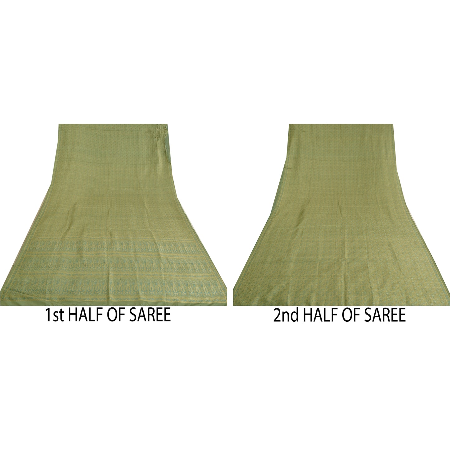 Sanskriti Vintage Grey Heavy Indian Sarees Pure Satin Silk Woven Sari Sustainable Fabric