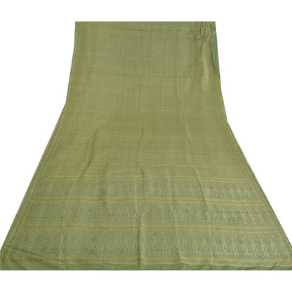 Sanskriti Vintage Grey Heavy Indian Sarees Pure Satin Silk Woven Sari Sustainable Fabric