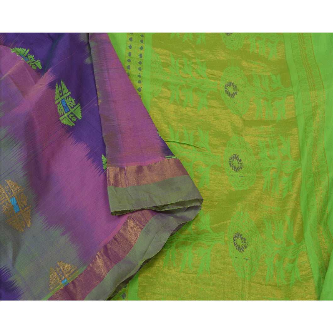Sanskriti Vintage Green Heavy Party  Sarees Art Silk Hand-Woven Zari Sari Fabric