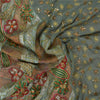 Sanskriti Vintage Green Heavy Indian Sarees Net Mesh Hand Beaded Sari Sustainable Fabric
