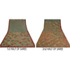Sanskriti Vintage Green Heavy Indian Sarees Net Mesh Hand Beaded Sari Sustainable Fabric