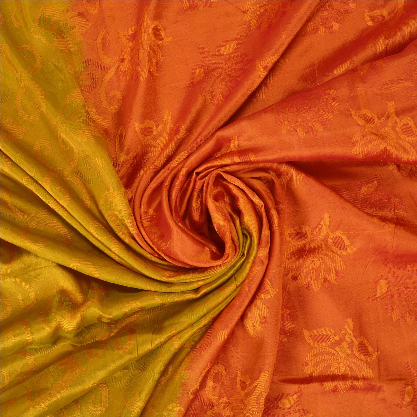 Санскритские винтажные оранжевые тяжелые индийские сари 100% чистый шелк сотканный сари устойчивая ткань