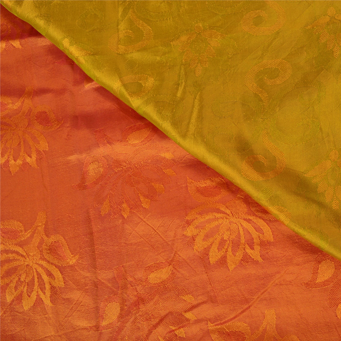 Санскритские винтажные оранжевые тяжелые индийские сари 100% чистый шелк сотканный сари устойчивая ткань