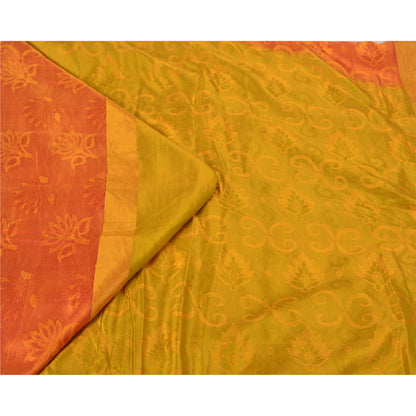 Санскритские винтажные оранжевые тяжелые индийские сари 100% чистый шелк сотканный сари устойчивая ткань