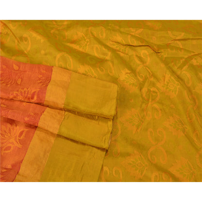 Санскритские винтажные оранжевые тяжелые индийские сари 100% чистый шелк сотканный сари устойчивая ткань