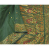 Sanskriti Vintage Green Heavy Sarees Cotton Silk Woven Brocade Sari Sustainable Fabric