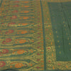 Sanskriti Vintage Green Heavy Sarees Cotton Silk Woven Brocade Sari Sustainable Fabric