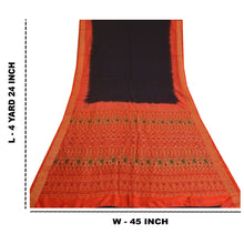 Load image into Gallery viewer, Sanskriti Vintage Black Heavy Indian Sarees Pure Silk Woven Bomkai Sari Fabric
