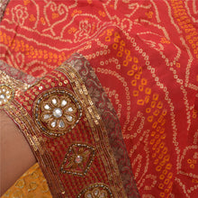 Load image into Gallery viewer, Sanskriti Vintage Red Bandhani Heavy Sarees Pure Silk Handbead Woven Sari Fabric
