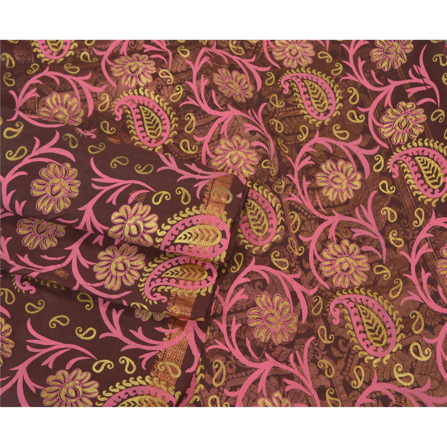 Sanskriti Vintage Brown Heavy Wedding Sarees Pure Silk Woven/Painted Sari Sustainable Fabric