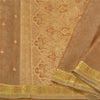 Sanskriti Vintage Heavy Brown Sarees Pure Organza Silk Woven Brocade Sari Sustainable Fabric