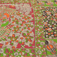 Sanskriti Vintage Heavy Indian Sarees Pure Silk Handmade Kalamkari Sari Fabric