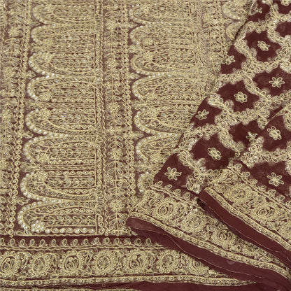 Sanskriti Vintage Heavy Sarees Blend Georgette Hand Beaded Woven Sari Sustainable Fabric