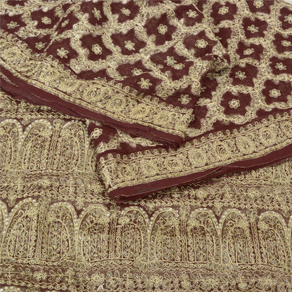 Sanskriti Vintage Heavy Sarees Blend Georgette Hand Beaded Woven Sari Sustainable Fabric