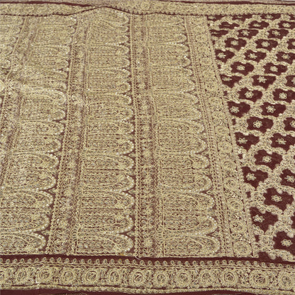 Sanskriti Vintage Heavy Sarees Blend Georgette Hand Beaded Woven Sari Sustainable Fabric