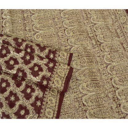 Sanskriti Vintage Heavy Sarees Blend Georgette Hand Beaded Woven Sari Sustainable Fabric