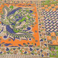 Sanskriti Vintage Sarees Pure Cotton Handmade Kalamkari Special Sari Fabric