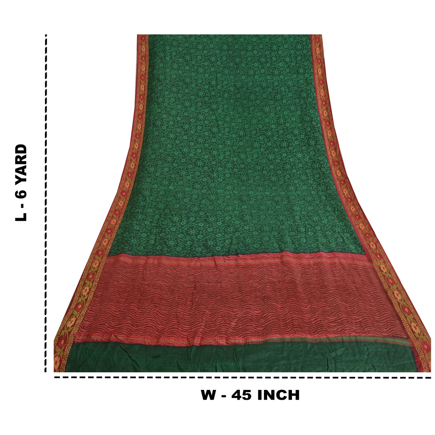 Sanskriti Vintage Green Heavy Indian Sarees 100% Pure Silk Printed Sari Sustainable Fabric