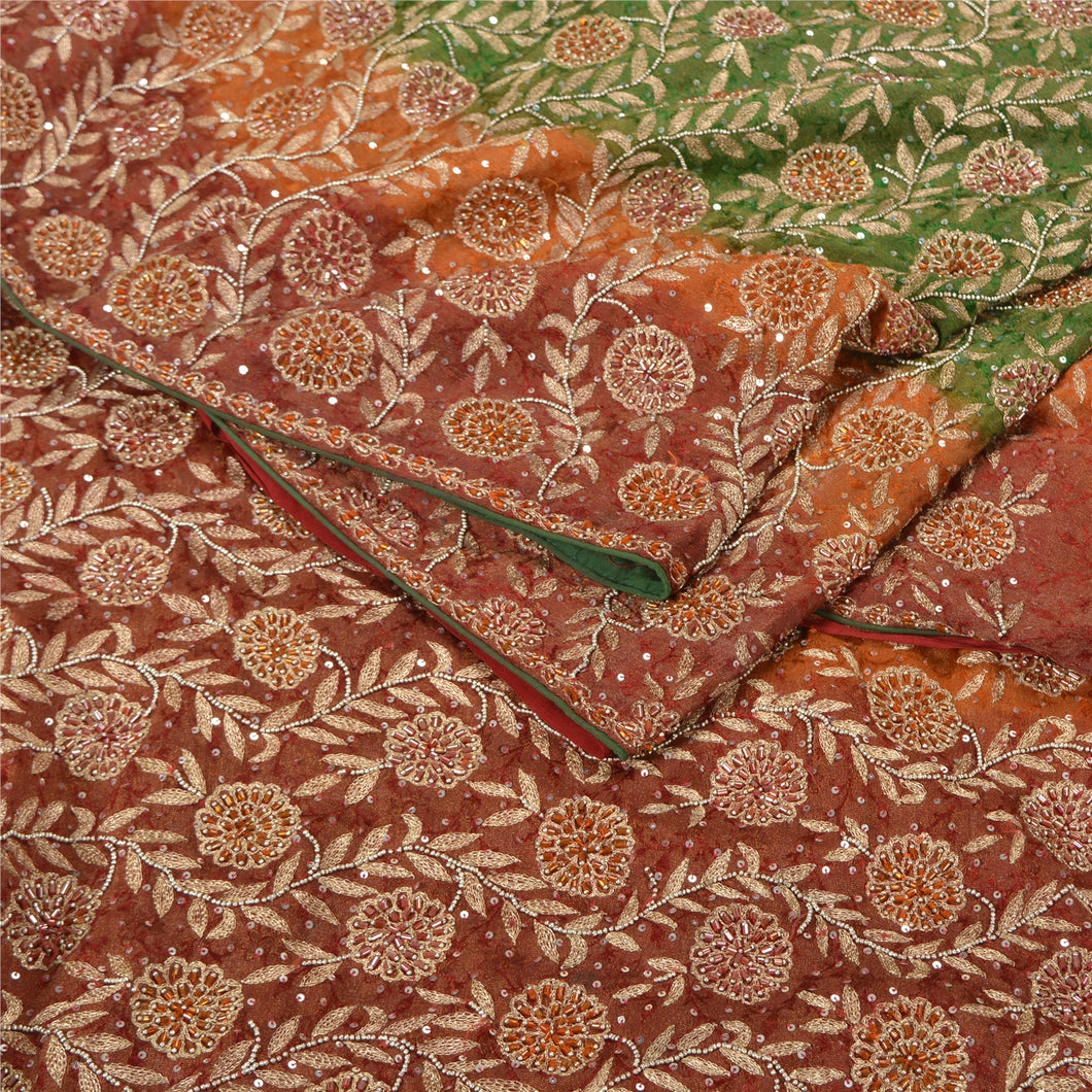 Sanskriti Vintage Heavy Sarees Pure Georgette Silk Hand Beaded Woven Sari Fabric