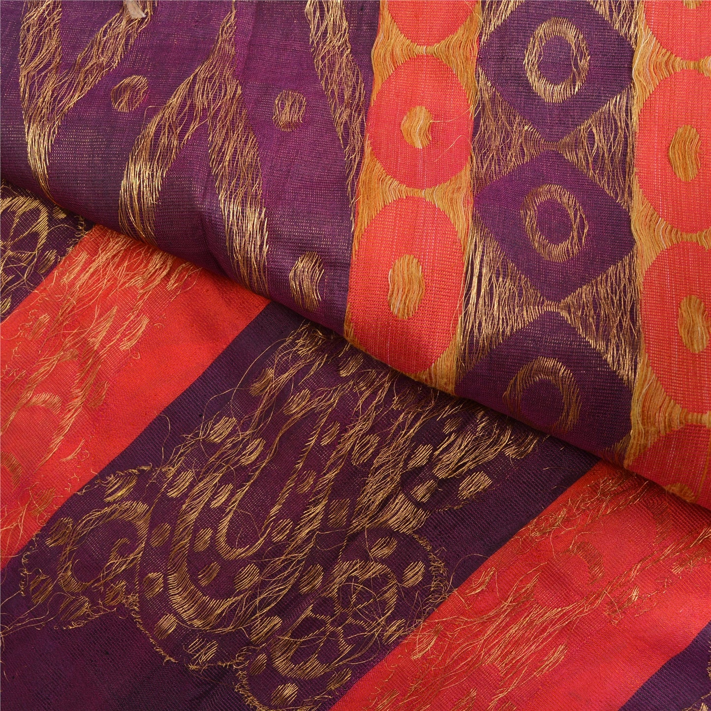 Sanskriti Vintage Purple Heavy Indian Sarees Pure Silk Woven Zari Sari Sustainable Fabric