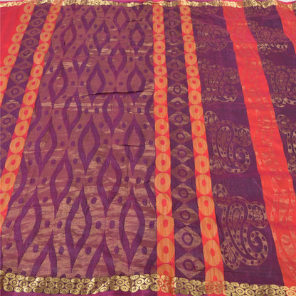 Sanskriti Vintage Purple Heavy Indian Sarees Pure Silk Woven Zari Sari Sustainable Fabric