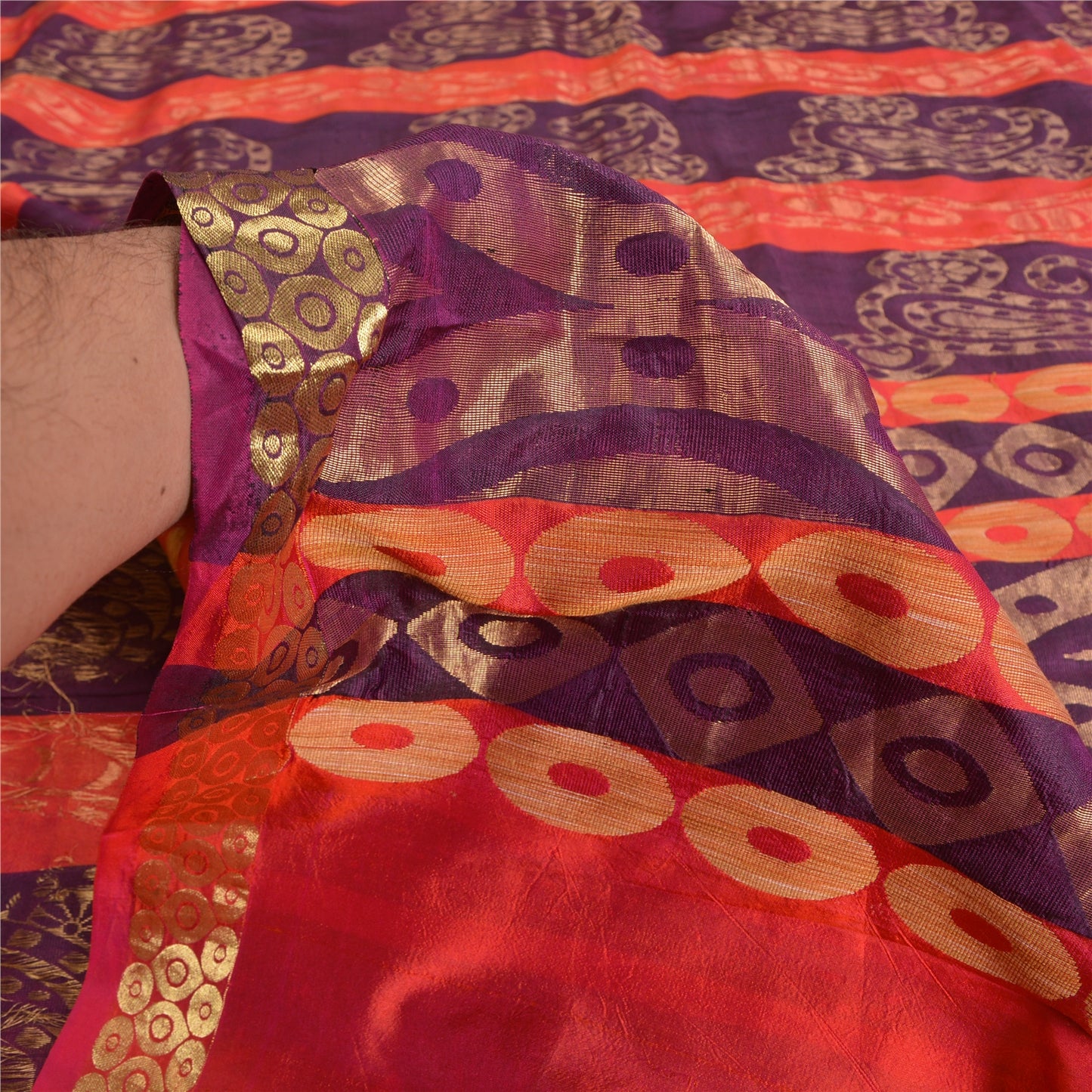 Sanskriti Vintage Purple Heavy Indian Sarees Pure Silk Woven Zari Sari Sustainable Fabric