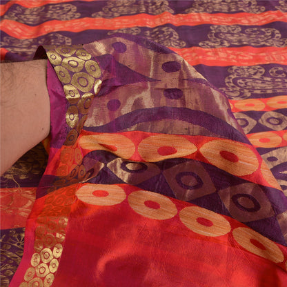 Sanskriti Vintage Purple Heavy Indian Sarees Pure Silk Woven Zari Sari Sustainable Fabric