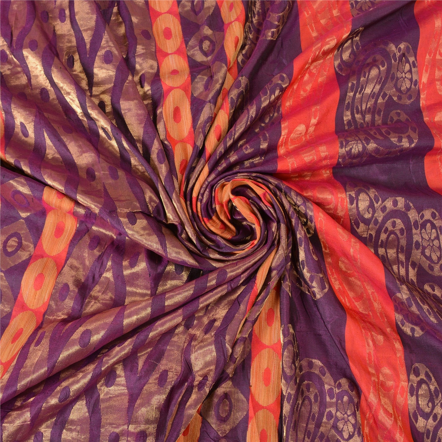 Sanskriti Vintage Purple Heavy Indian Sarees Pure Silk Woven Zari Sari Sustainable Fabric