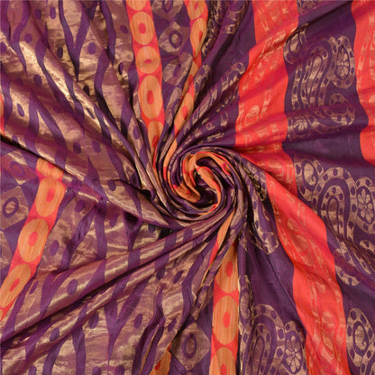 Sanskriti Vintage Purple Heavy Indian Sarees Pure Silk Woven Zari Sari Sustainable Fabric
