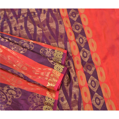 Sanskriti Vintage Purple Heavy Indian Sarees Pure Silk Woven Zari Sari Sustainable Fabric
