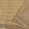 Sanskriti Vintage Ivory Heavy Indian Sarees Pure Satin Silk Woven Sari Sustainable Fabric